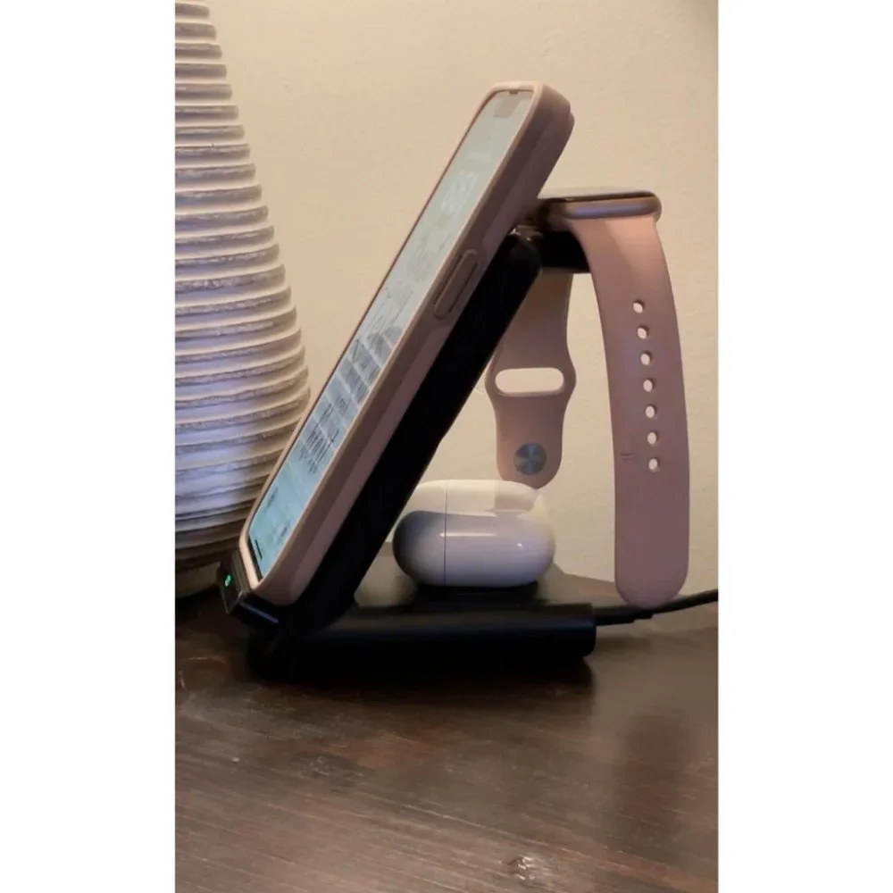 3 in1 Wireless Charging Station Made for Apple Watch iPhone AirPods with Adaptor